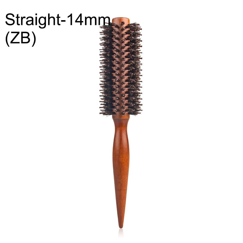 12 Style Wood Handle Round Rolling Brush Straight Twill Hair Comb Boar Bristle Round Barrel Hair Curling Brush Hairdressing Tool