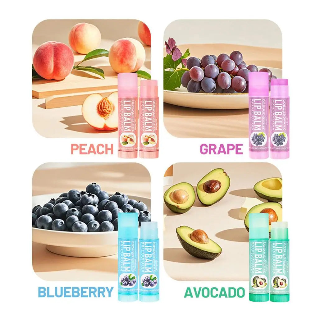 24PCs Natural Fresh Fruit Lip Balm Set Winter Moisturizing Lip Oil Long-Lasting Glossy Nourishing Lipstick Dry Lip Care Makeup