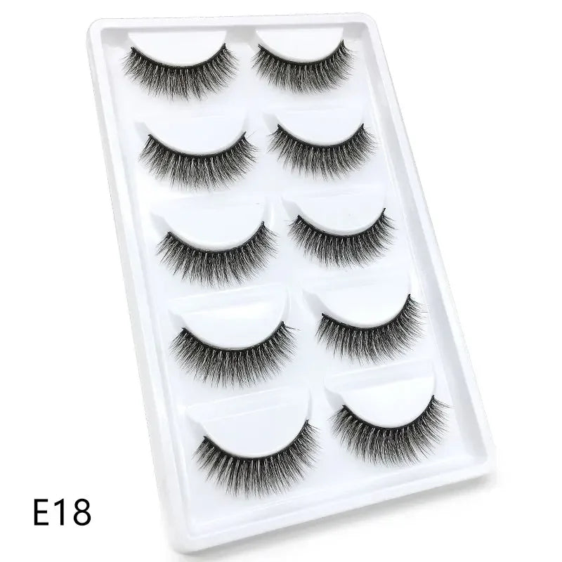 AMSNCN NEW 5Pair 100% Real 3D Mink Lashes Soft Natural False Eyelashes Makeup Long Eye Lashes Eyelash Extension CiliosH13mini