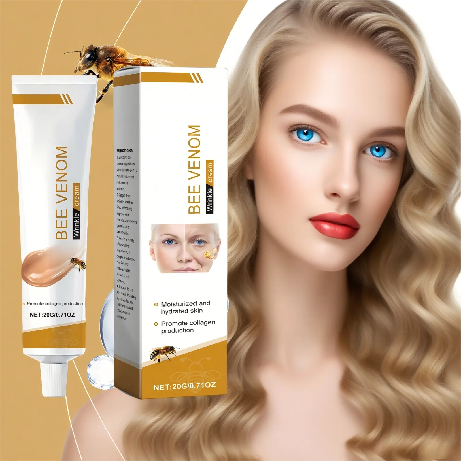 Bee Venoms Cream Moisturizing Skin Elasticity Increased Reduce Fine Lines Deep Hydration Face Care Anti Aging Cream for Woman