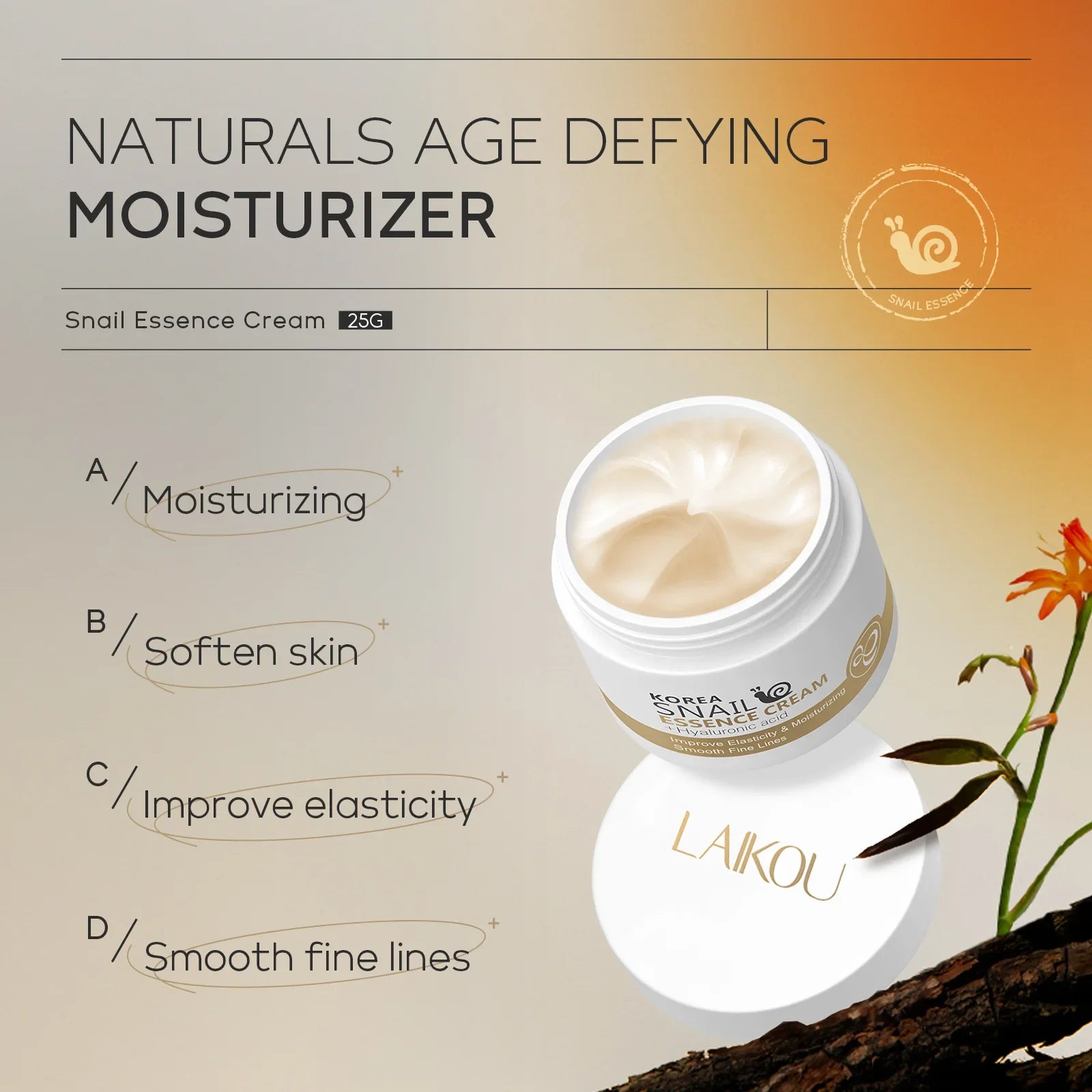 LAIKOU Snail Anti-aging Cream Moisturizing Nourish Heavy Bright Whitening Day Cream Long-Lasting Moisturization Face Cream 25g