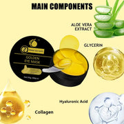 Golden Eye Mask Contains Collagen and Aloe Vera - Hypoallergenic Moisturizing Patch Suitable for All Skin Types, Increases Brightness and Elasticity, Reduces Dullness