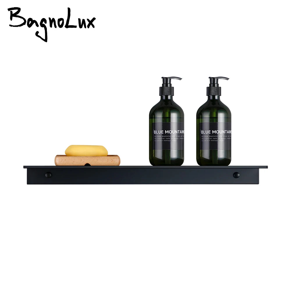 Matt Black Wall Shelf 30-50cm Modern Bathroom Accessories Kitchen Shower Bath Storage Rack Promotion