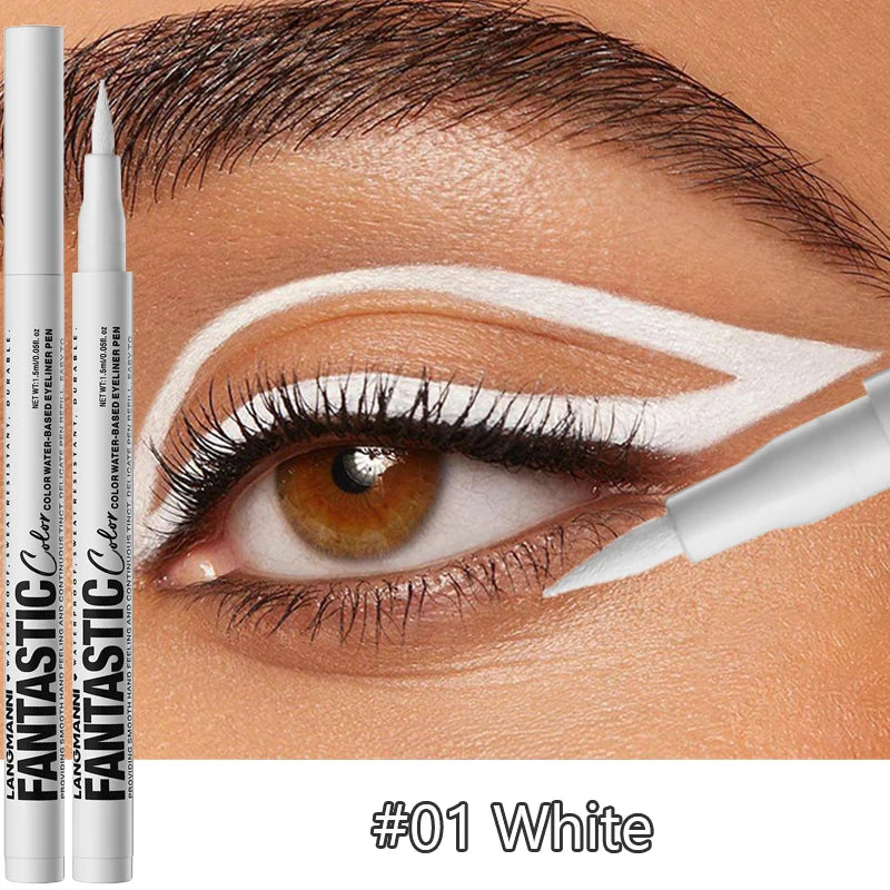 Matte Dark Purple Red Eye Liner Makeup White Liquid Eyeliner Quick-Drying Waterproof Eyeliner Pencil Long-Lasting 12 Color Eyes