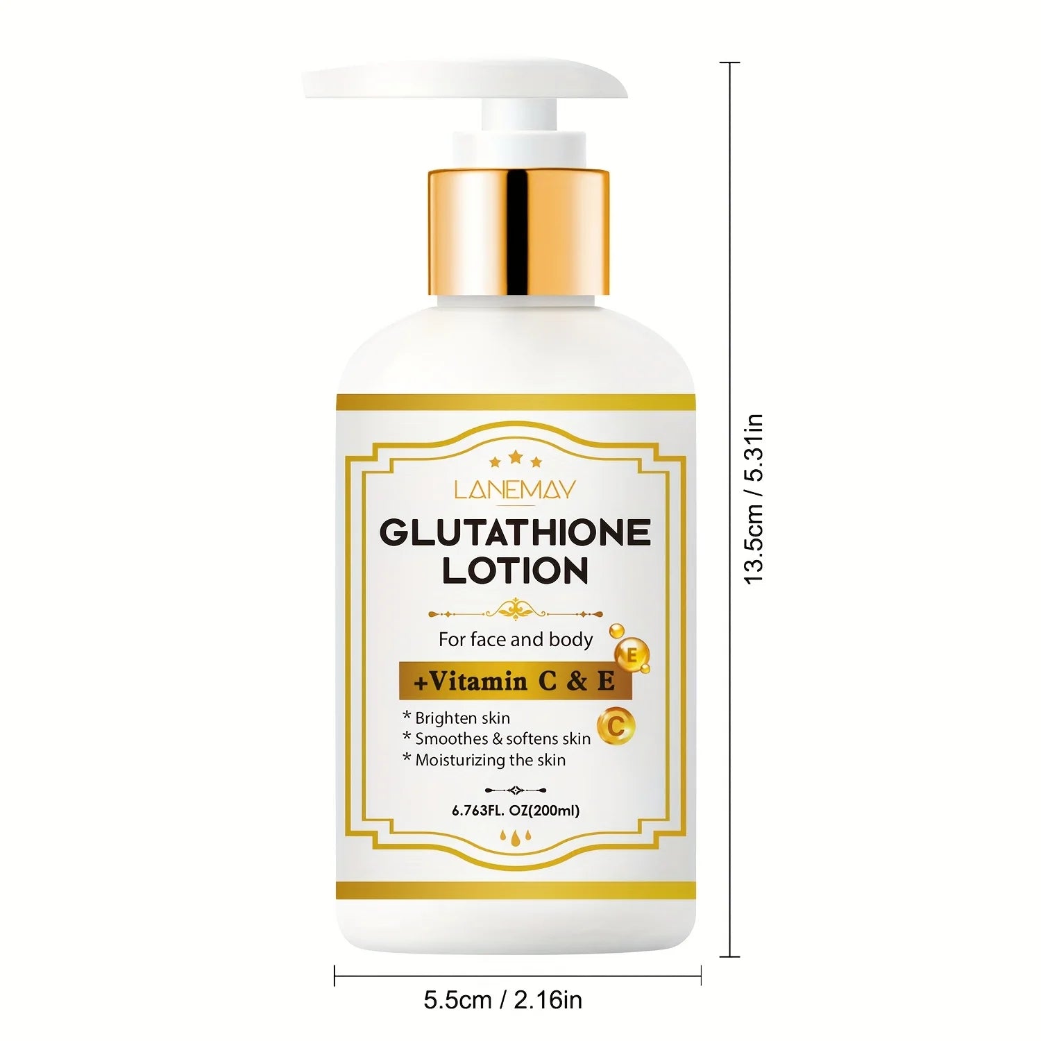Glutathione Lotion with Vitamin C&E - Brightening, Hydrating & Face & Body Moisturizer for Dry, Cracked Light Beige,Paraben-Free
