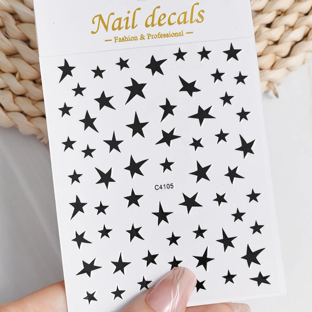 1pcs Star-Themed Nail Art Stickers 3D Self-Adhesive Plastic Decals With Glitter Finish Anime Rectangle Shape Ideal For DIY Nails