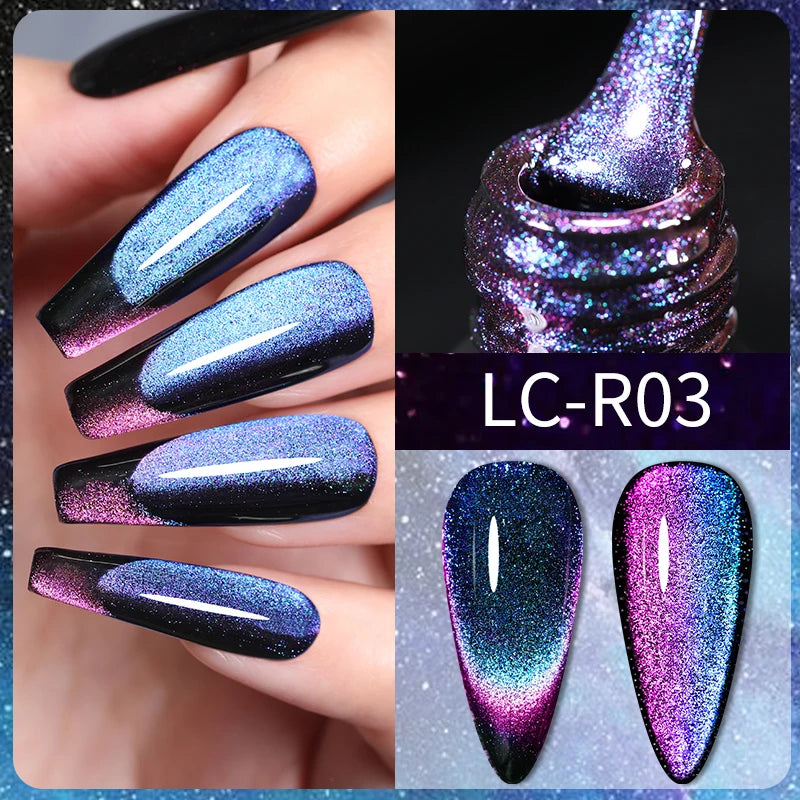 LILYCUTE 7ml 9D Black Crystal Cat Magnetic Gel Nail Polish Laser Silver Glitter Semi Permanent Manicure For Nail Art Gel Varnish