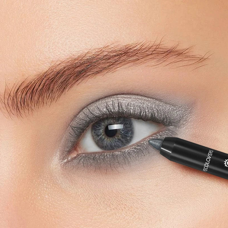 Dual-ended Design Shimmer Eyeshadow Stick, Multiple Used Colors, Eyeshadow&lying Silk&face Highlight Pen with Cotton Brush