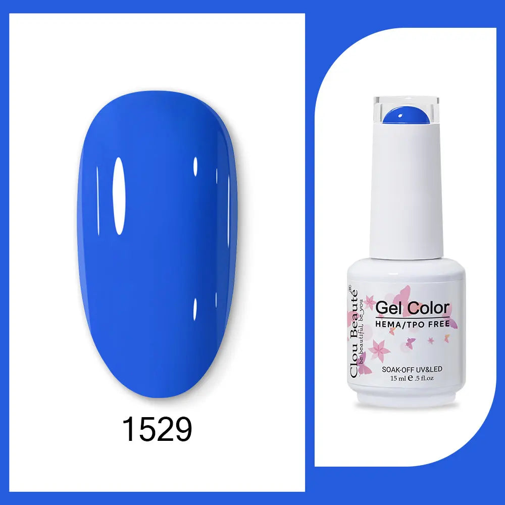 Clou Beaute 15ml Red Black White Green Neon Gel Nail Polish Base Top Coat Velvet Top 400 Colors Semi Permanent Gel Nail Varnish