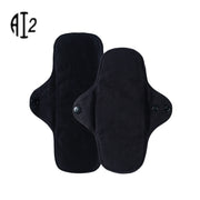 AI2 2PCS Black Pure Cotton Sanitary Pad Reusable Menstrual Pads Heavy Flow Women Menstrual Period Washable Sanitary Napkin