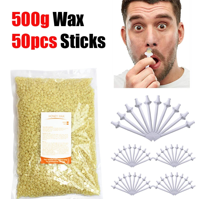 Nose Wax Kit | There are Wax and Applicators | Hair Removal Kit for Men and Women Painless Removal of Nose Hair Cleaning