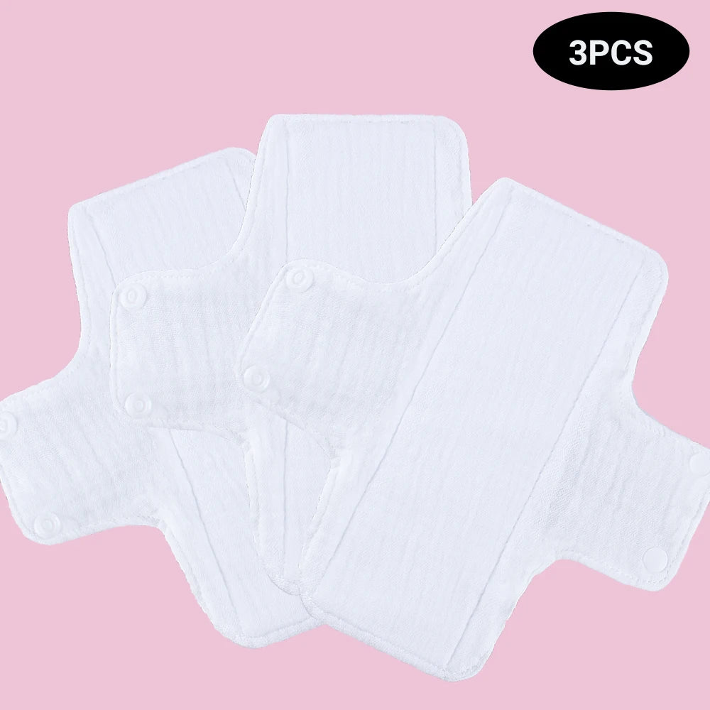 3pcs Cotton Yarn Lining Sanitary Pads Breathable Washable Daily Pads Adjustable Buckle Design Keep It In Place Panty Liners