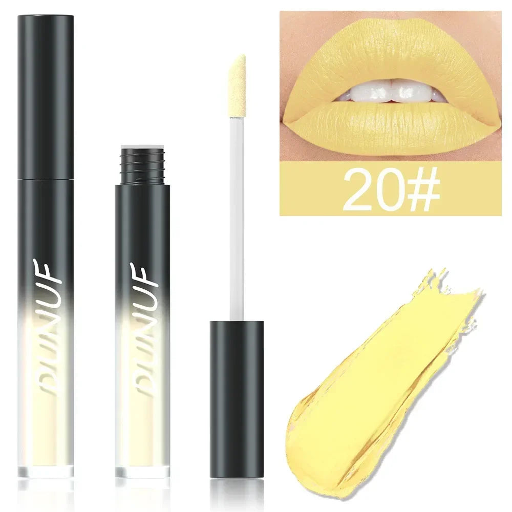 32 Color Lipstick Matte Lasting Lip Gloss Moisturizing Non-stick Cup Halloween Party Purple Blue Black Highly Pigments Lip Glaze