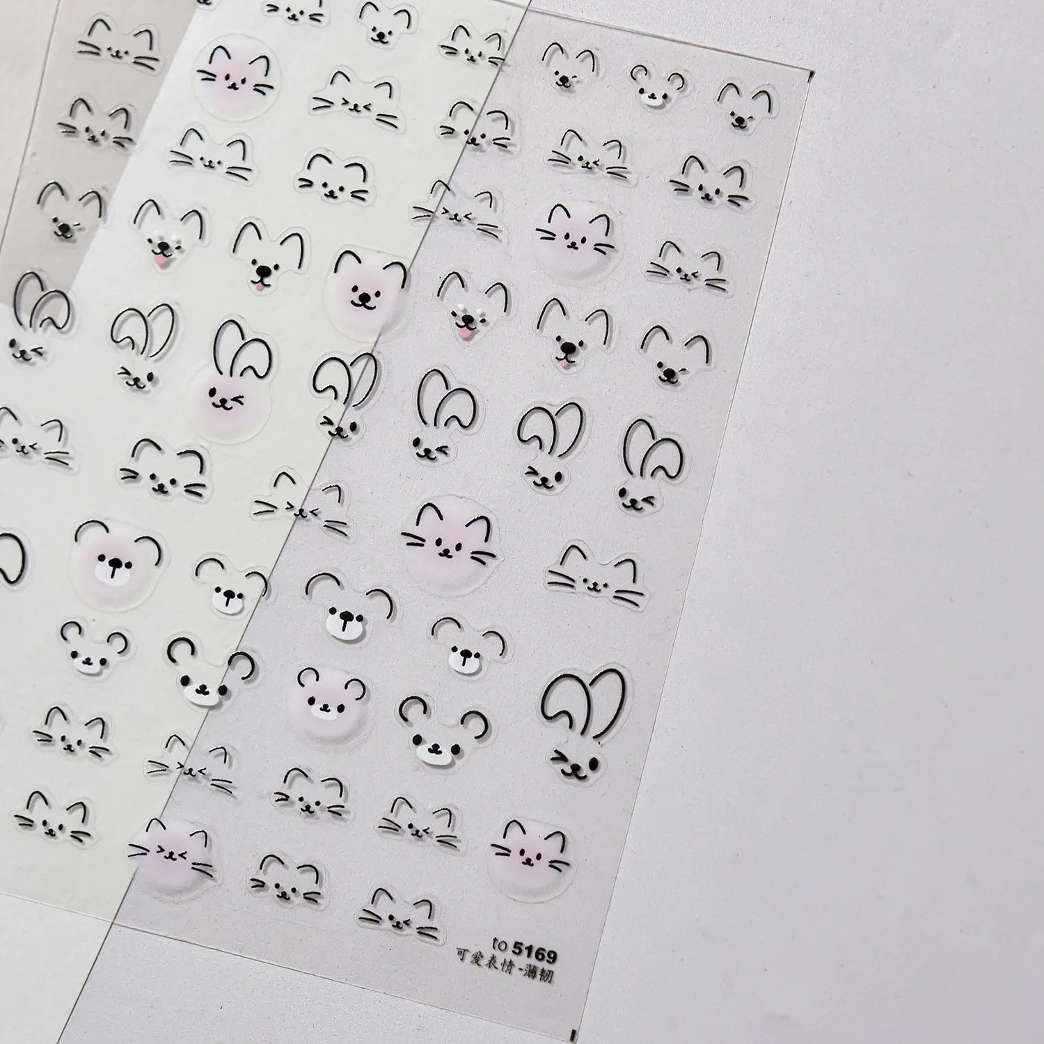 Light Blue 5D Nail Art Stickers Cartoon Cat Cherry Apple Clock Starfish Shell Blossom Decal Self Adhesive Sweet Fresh Manicure