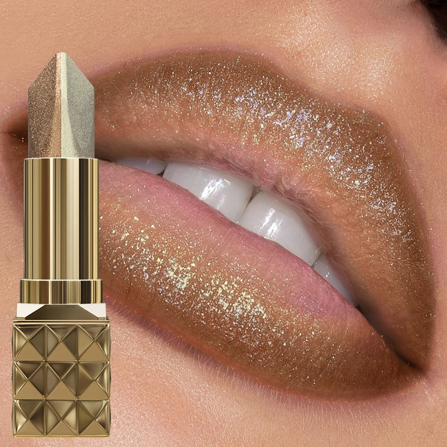 4 Color Glitter Two Tone Lipstick Matte Pearlescent Lip Tint,Shiny Metallic Lip Senior Lip Korean Makeup Gifts Lip Gloss Lip Oil