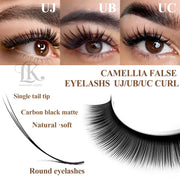LAKANAKU UB UC UJ Curl Camellia Lashes with Adhesive Eyelash Extensions Russian Volume Fans Fluffy Lashes Premade Fan Lashes