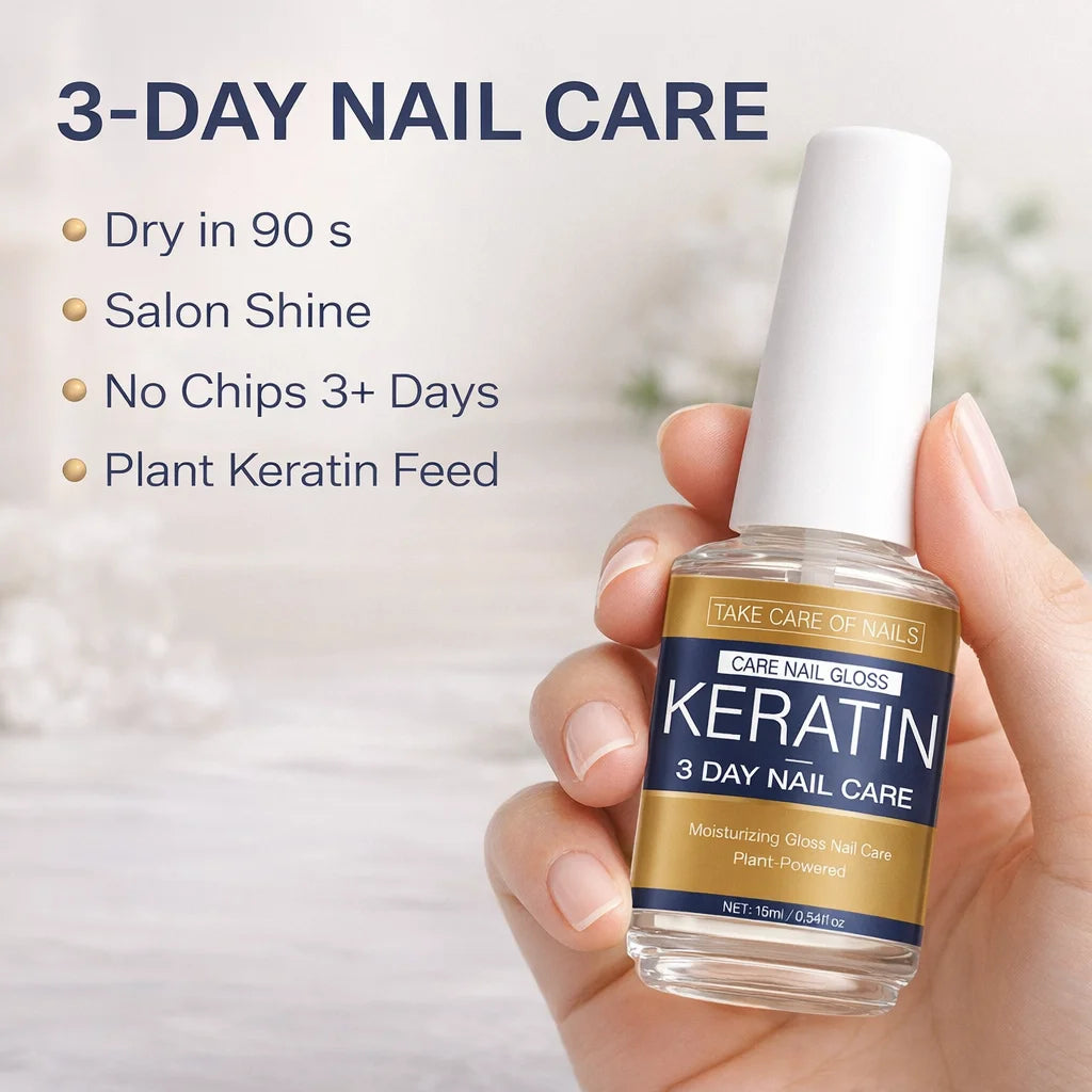 3 Days Nail Care Oil Keratin Amino Acid Formula Fast Dry 90s Salon Shine No Chip Deep Moisture Nail Strengthener,15ml