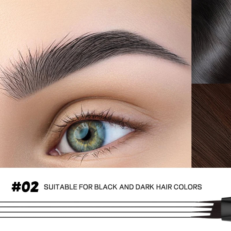 Liquid four-pronged eyebrow pencil, extremely fine, long-lasting, waterproof, sweatproof, high color intensity, perfect gift