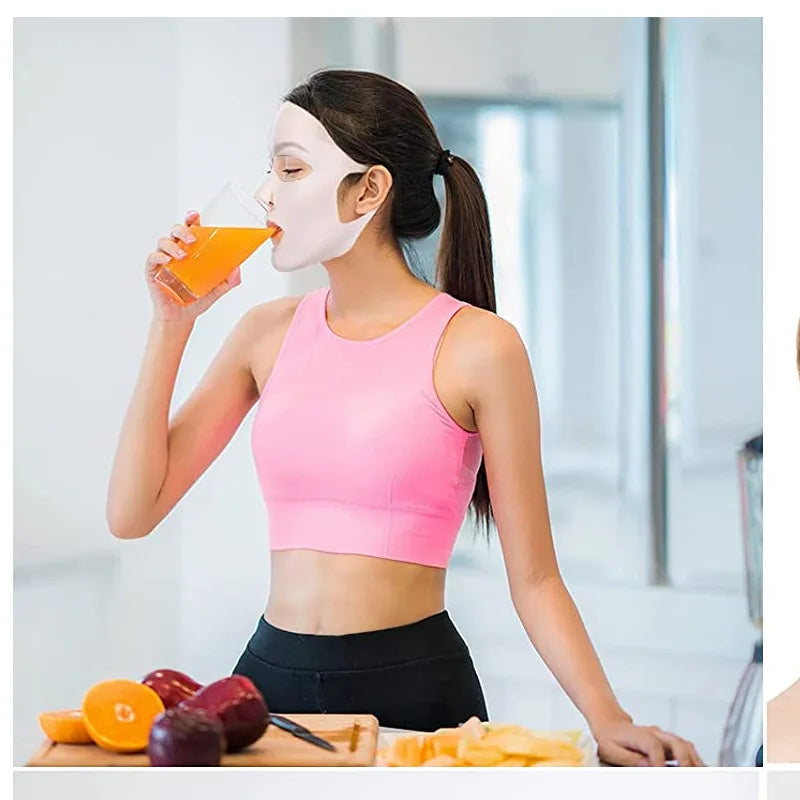 Silicone Face Mask Reusable Moisturizing Lifting Firming Anti Wrinkle V Shape Face Firming Gel Sheet Mask Ear Fixed Skin Care