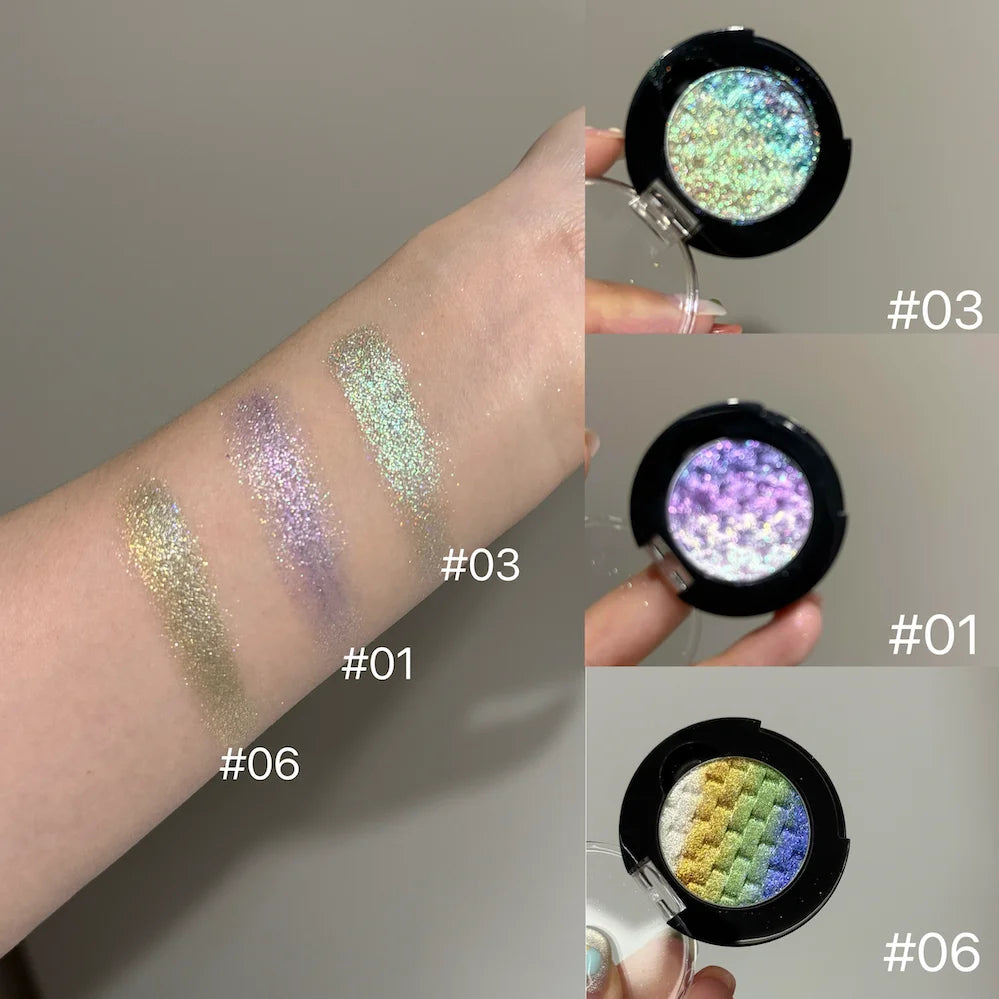 Weaving Chameleon Eyeshadow  Matte Powder Metallic Highgloss Glitter Highlight Longlasting Combined by Self Gift Disk