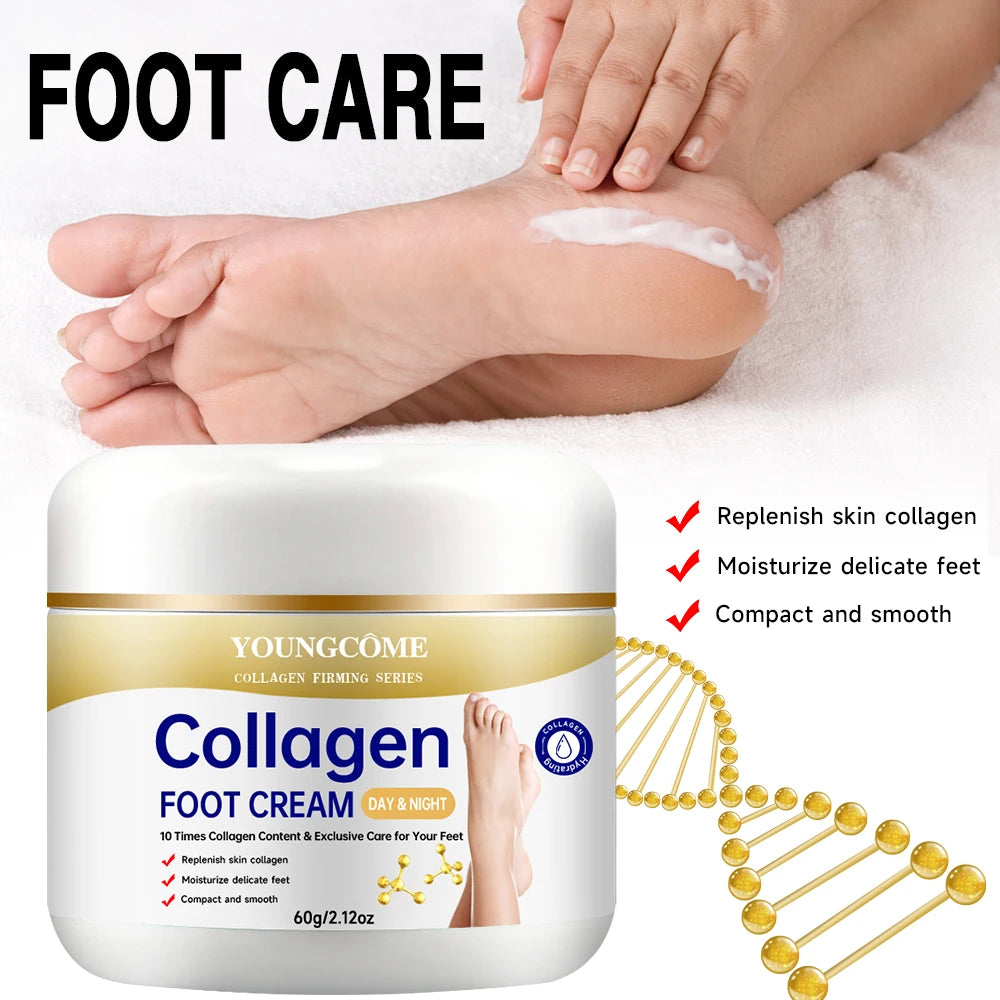 Collagen Foot Cream Herbal Anti Crack Foot Cream Heel Cracking Repair Products Exfoliation Dead Skin Removal Softening Moisturiz