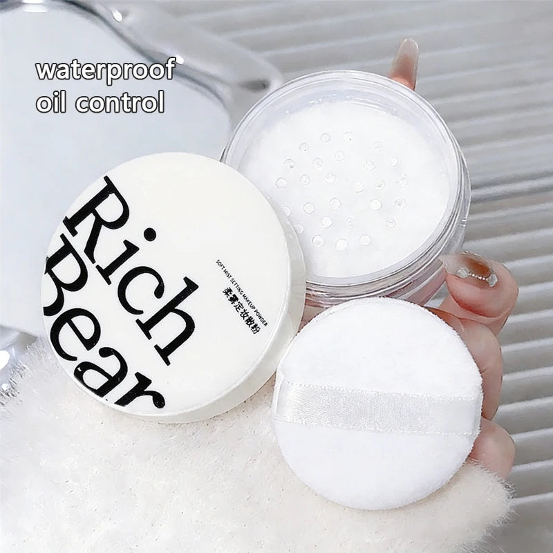White Face Loose Powder Waterproof Oil Control Matte Natural White Transparent Setting Loose Powder Korean Makeup Brighten Face