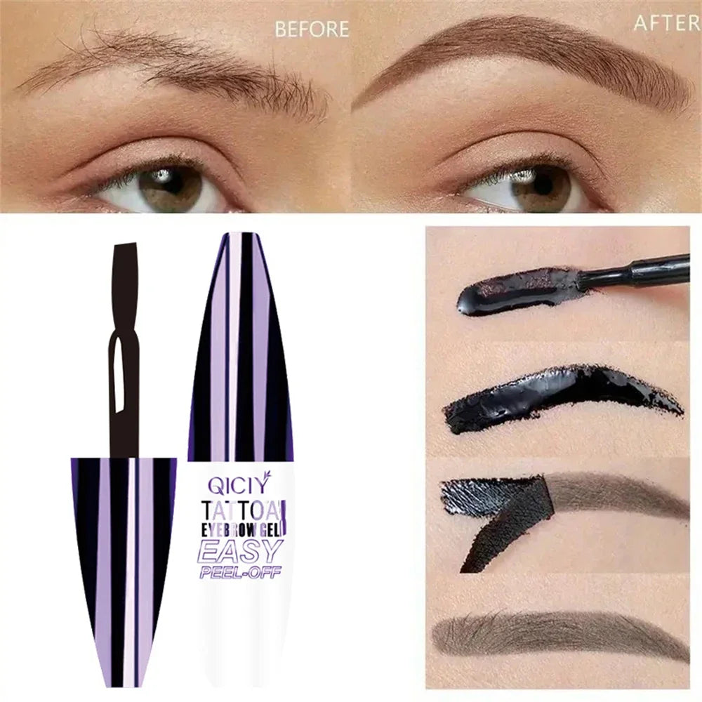 Waterproof Peel-off Eyebrow Tint Gel Black Long Lasting Film Forming Eyebrow Dye Cream Natural Eyebrow Makeup Semi-permanent