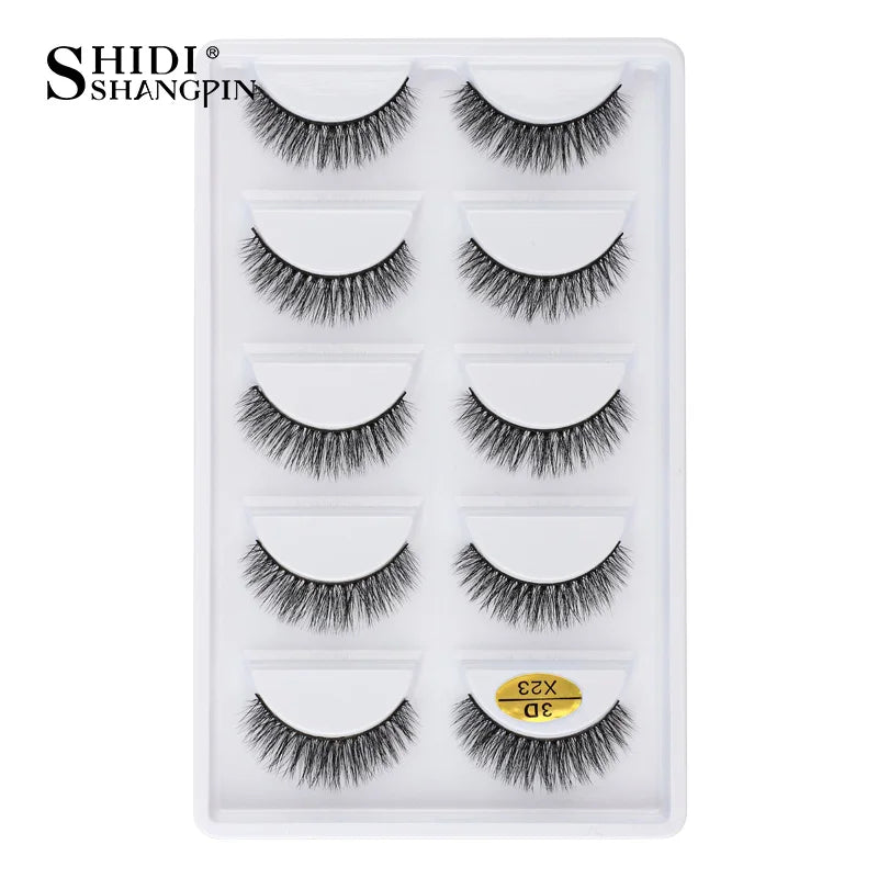 3D Faux Mink Lashes X05 Fluffy Wispy False Eyelashes 5Pairs Reusable Soft Volume Eyelashes Natural Look for Daily & Party Makeup