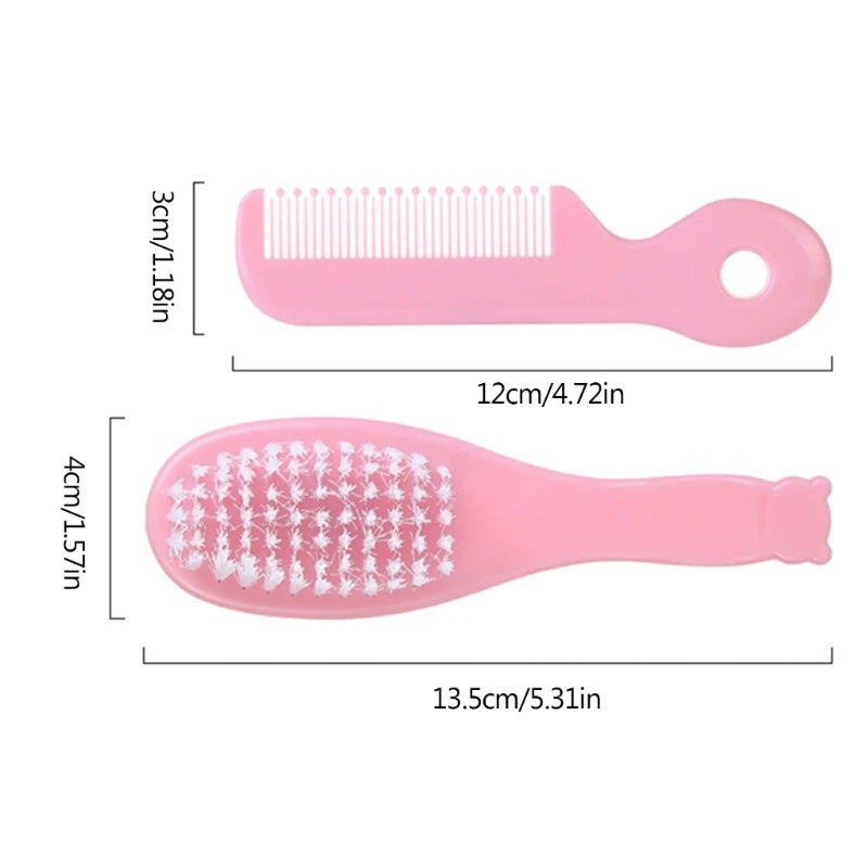 Baby Hair Brush & Comb Set Children Hair Brush Soft Nylon Bristle Cradle Caps Hair Brush for Toddler Infant  Massage