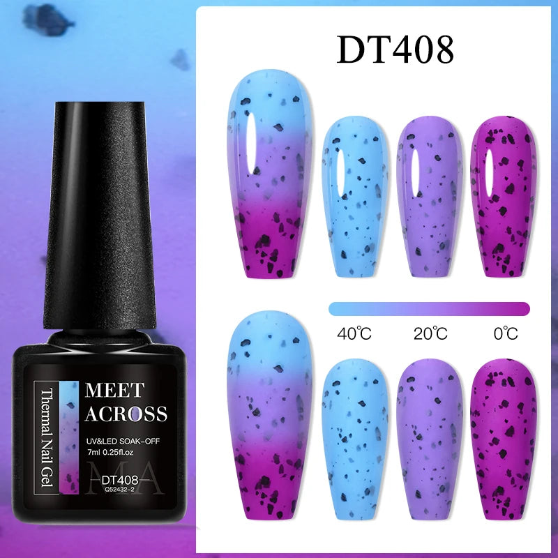 MEET ACROSS 7ml 36Colors Glitter Thermal Gel Nail Polish 3 Colors Changing Soak Off Gel Winter Semi Permanant Nail Art Varnish