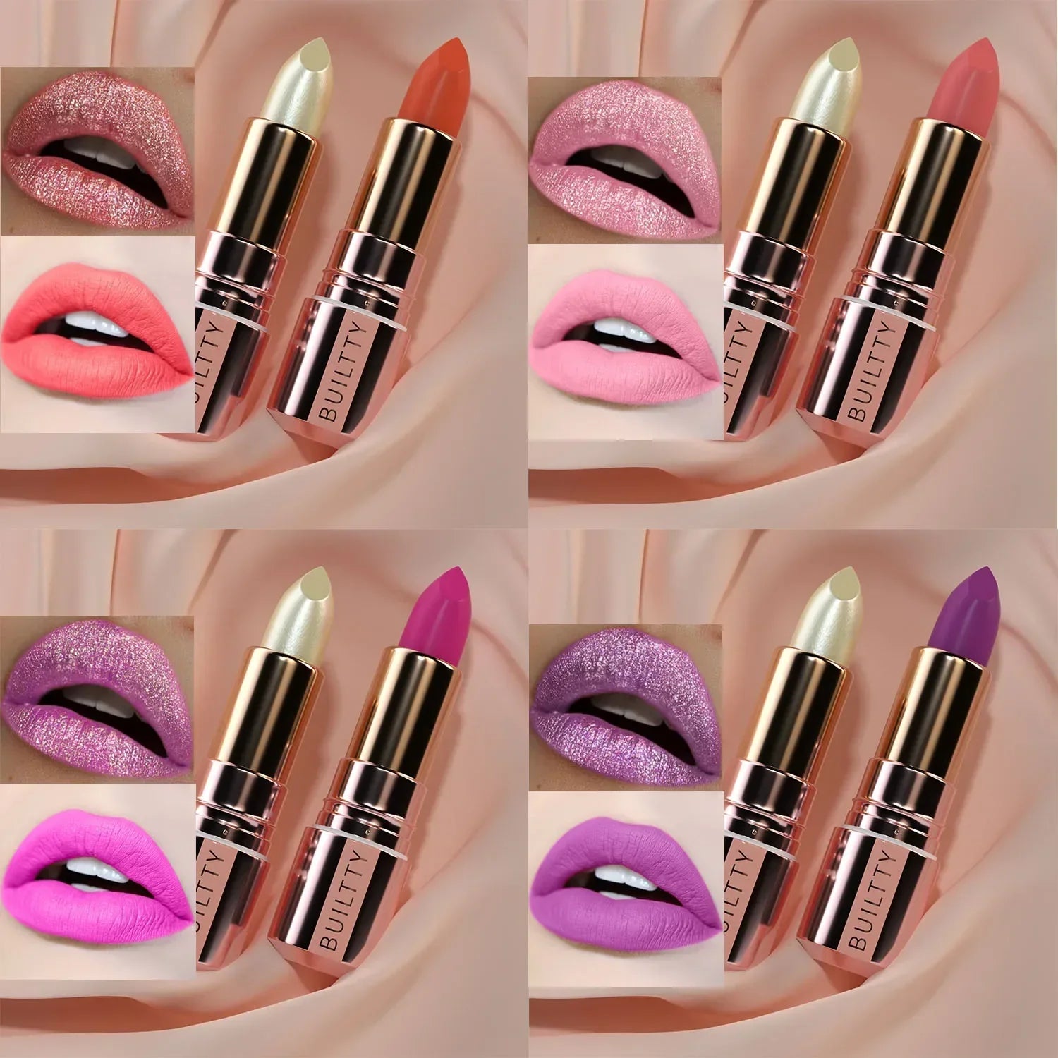 Pearl White Exhibitionist Lipstick Nude Red Pink Matte Lipstick Long Lasting Smudge Proof Waterproof Non-Transfer Formula
