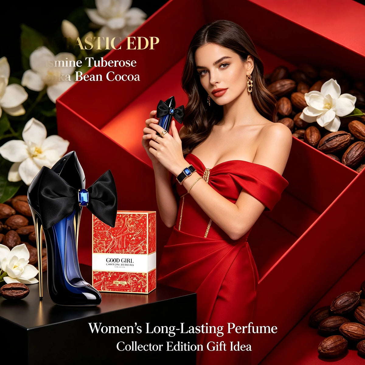 Carolina Herrera Good Girl Bowtastic EDP 80ml Women Jasmine Tuberose Tonka Bean Cocoa Perfume Long Lasting Luxury Fragrance Collector Edition Wedding Season Summer Vacation Graduation Date Night July 4th Gift Single Bottle
