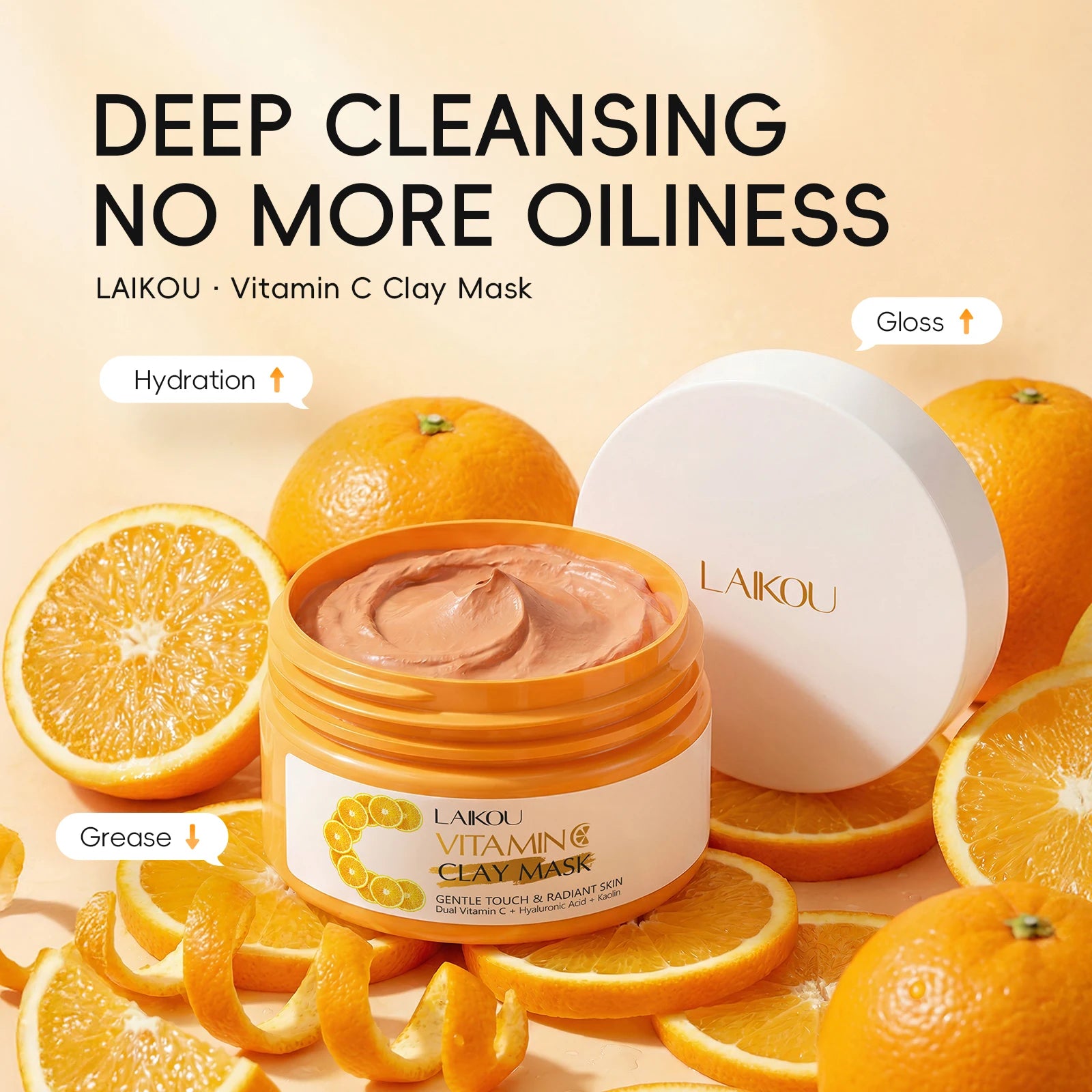 LAIKOU Vitamin C Clay Mask Clarify & Smooth Balance Skin Tone Cleansing Mud Mask