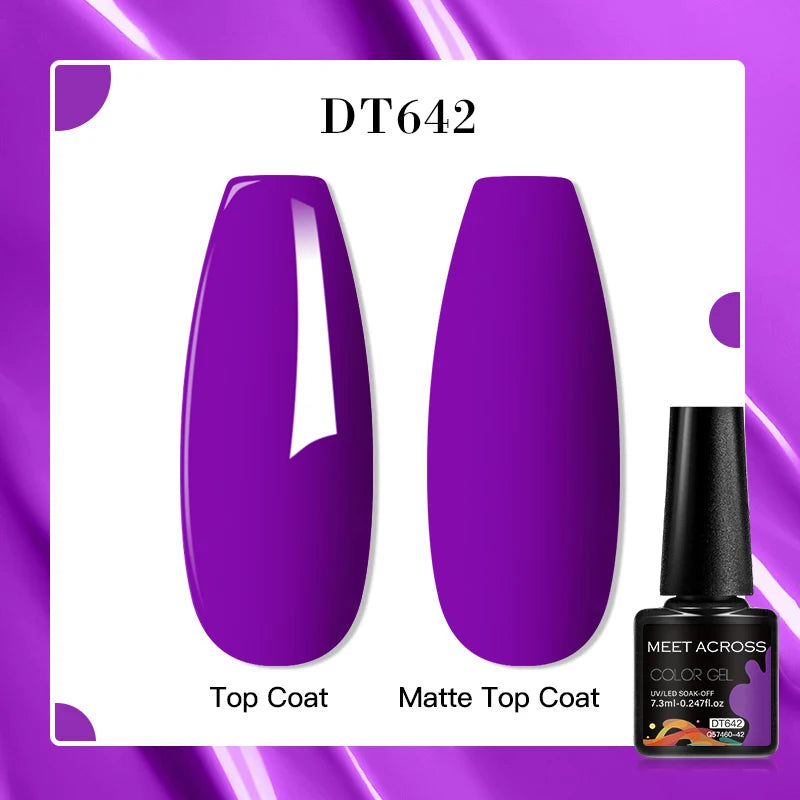 MEET ACROSS 7ml Red Blue Green Metallic Gel Nail Polish Super Bright Mirror Effect Semi Permanent LED UV Gel Nail Art Varnish