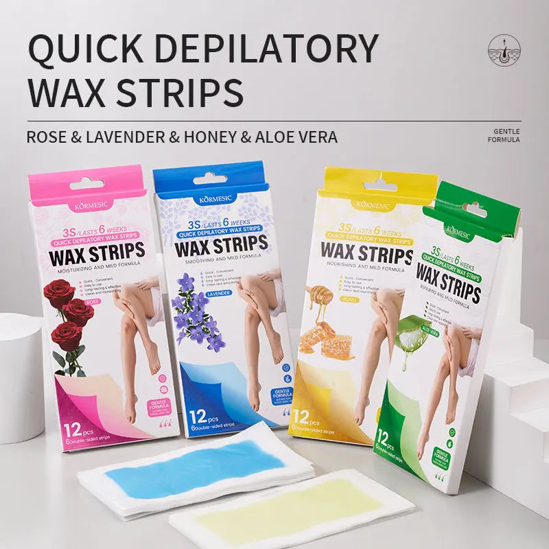 12 tablets/box Professional Hair Removal Wax Strips For Summer Depilation Double Sided Cold Wax Paper For Leg Body Useful