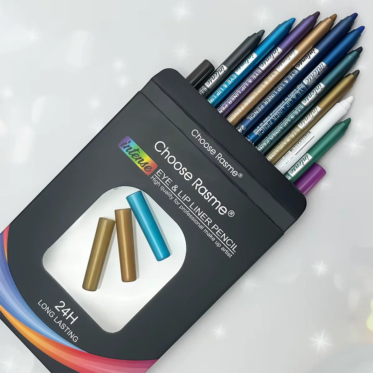 12 Colors Set Glitter&Shimmer Eyeshadow Eyeliner Stick Pack Wearing Smooth Application Versatile Halloween Activity Makeup Pens