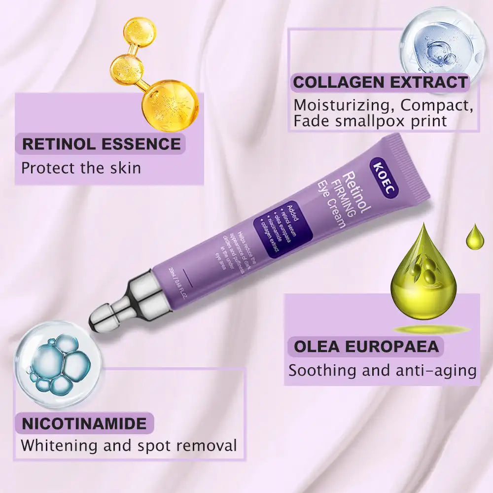 20ml KOEC Retinol Firming Eye Cream Anti-Wrinkle Nourishing Reduce Dark Circles Improve Eye Bags Puffiness Collagen Niacinamide