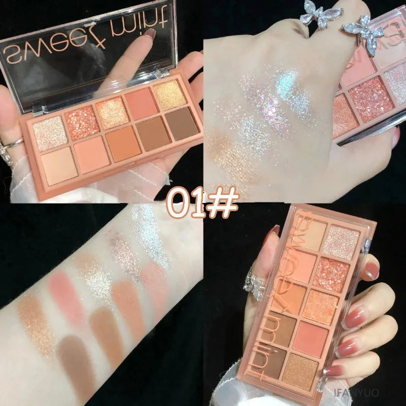 10 Color Eyeshadow Palette Matte Pearl Fine Shining Pumpkin Tea Milk Earth Color Eye Shadow Tray Makeup Pigment Korean Cosmetics