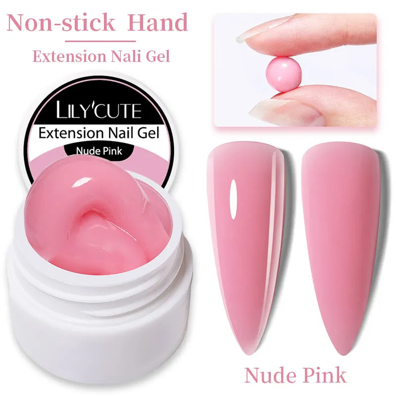 LILYCUTE 7ml Auroras Non Stick Hand Solid Extension Gel Nail Polish 3D Carving Flower Soak Off Nail Art Acrylic Hard Gel Varnish