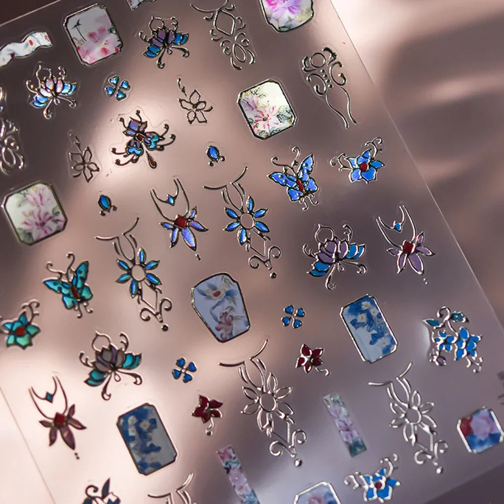 5D Jelly Flower Nail Stickers Delicate Petal Blossom Shiny Like Translucent Floral Self Adhesive Decoration Manicure Decal DIY