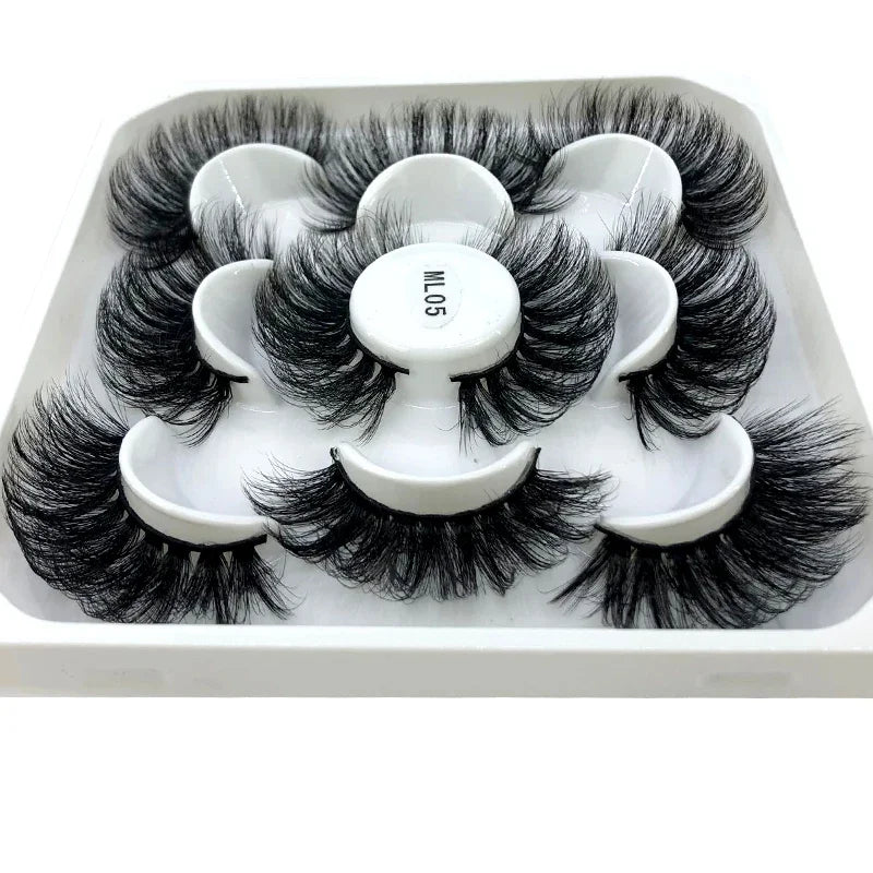 New 5 pairs of handmade mink eyelashes fake eyelashes natural nude makeup simulated cross messy eyes 3D curly eyelashes