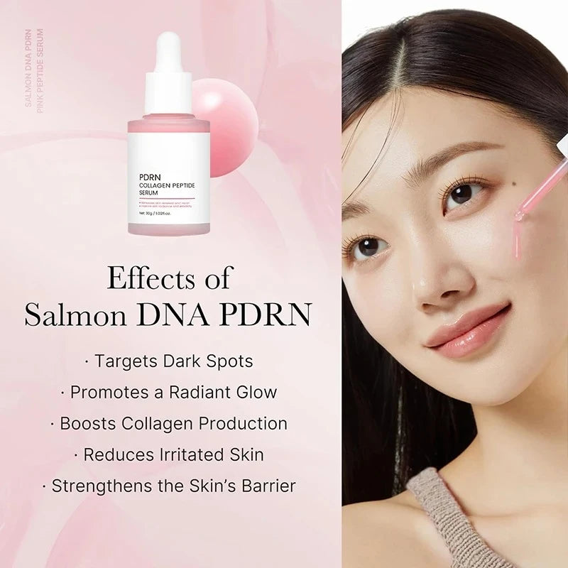 Collagen Peptide Facial Serum for Dull Skin Boosts Elasticity Skin Renewal Repair Salmon PDRN Korean Beauty Product