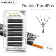 NAGARAKU Double Tips 4D W Shape Eyelash Extensions Split Top 8 Individual Interlaced Lashes