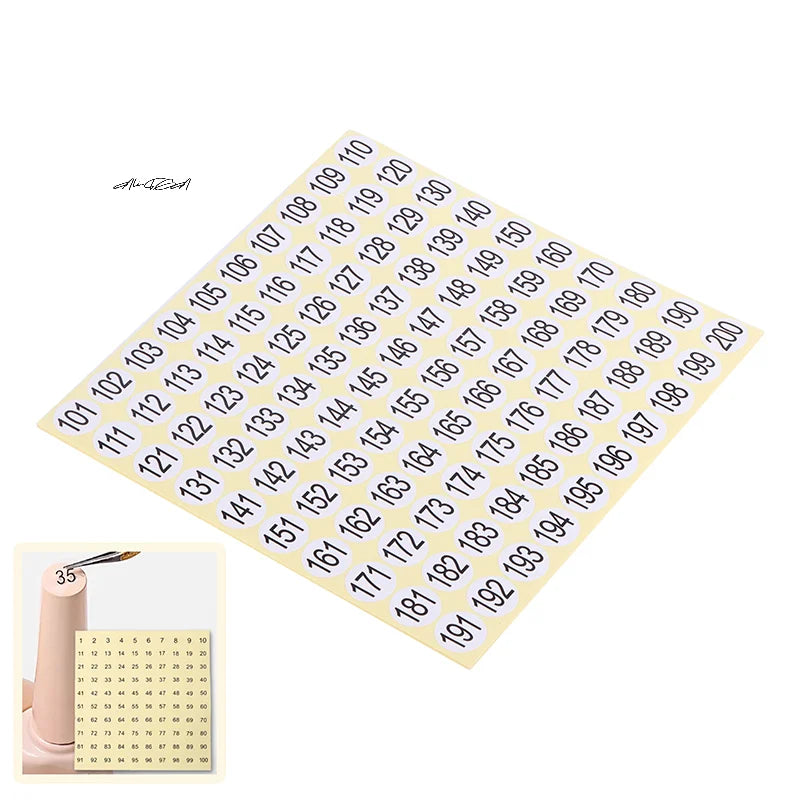 15 Sheets Nail Polish Number Stickers 1-200 Gel Varnish Label for Glue Bottle Lipstick Nails Tip Display Manicure Tool
