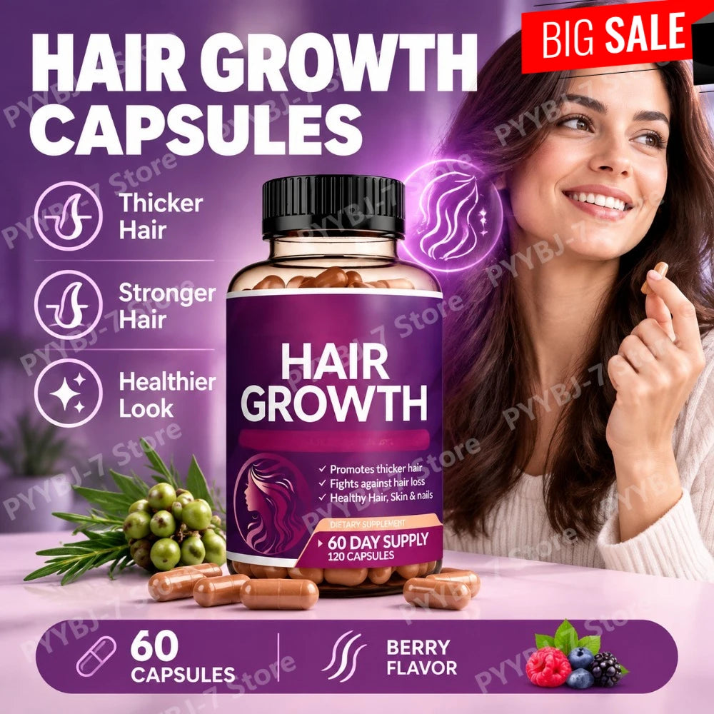 Biotin Collagen Hair Growth Supplement with Vitamins A C D3 E B12 Zinc Supports hair wellness appearance for Women