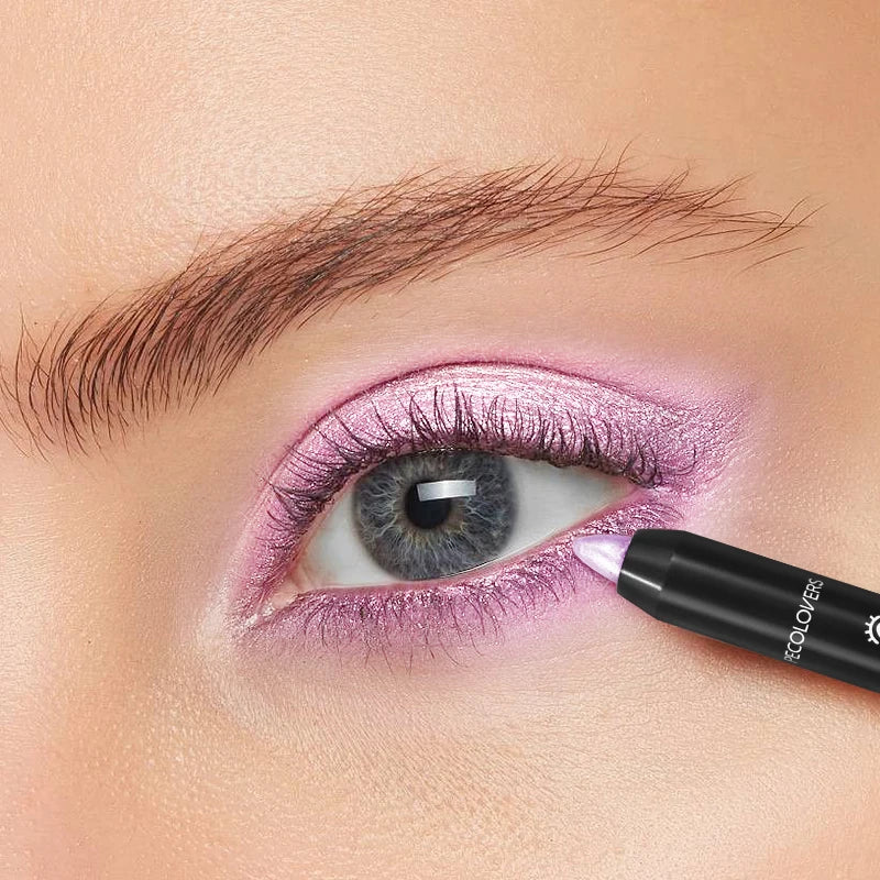 Dual-ended Design Shimmer Eyeshadow Stick, Multiple Used Colors, Eyeshadow&lying Silk&face Highlight Pen with Cotton Brush
