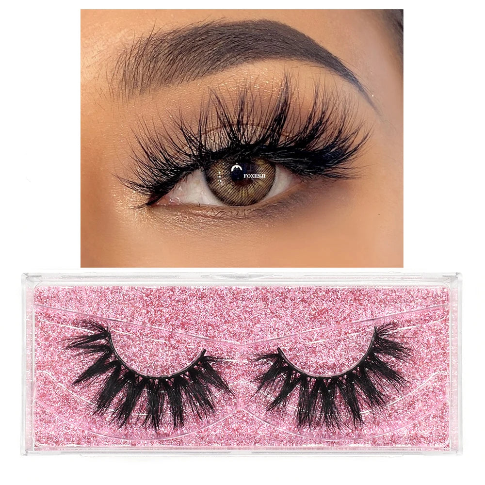 FOXESJI Makeup Eyelashes 3D Mink Lashes Natural Long Lasting Wispy Soft Eyelash Extension Fluffy Eye Lashes Mink False Eyelashes