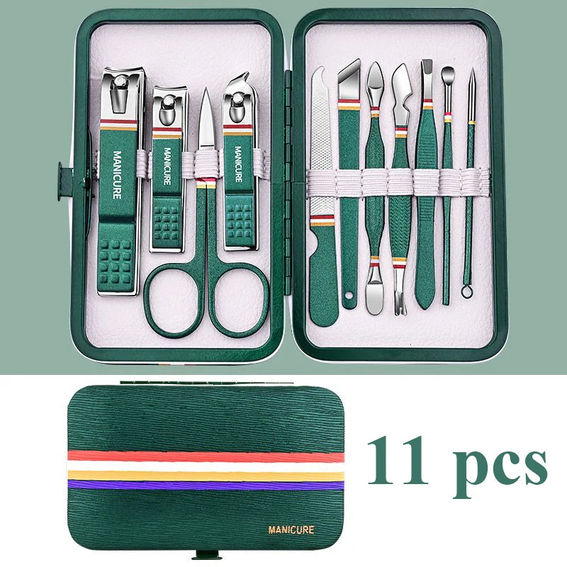 Professional 7/10/12/18 Piece Nail Care Kit Stainless Steel Manicure & Pedicure Set Nail Clipper Set with Travel Case