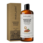 MAYJAM Pure Natural Moroccan Argan Oil Massage On Face, Hair, Body Sweet Almond Oil Cold Pressed USDA Certified 473ml Face Oil