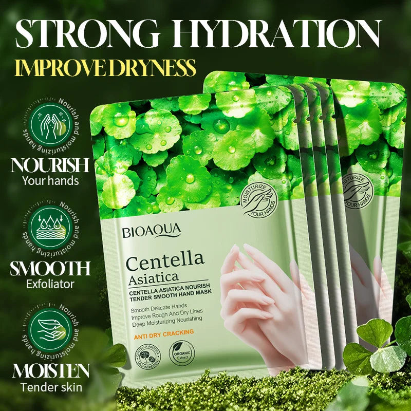 5 Pairs BIOAQUA Asiatic Centella Hand Mask Whitening Moisturizing Anit-Aging Anti Wrinkles Exfoliating Hand Gloves Exfoliator